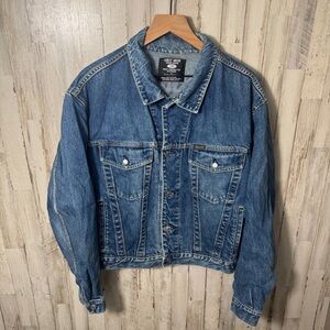 Vintage 90s Diesel Grit Iron Workwear‎ Denim Trucker Button Jacket Mens Large